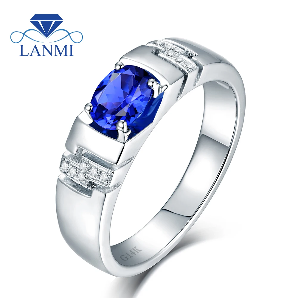 white gold blue sapphire ring