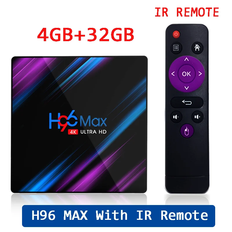 H96 MAX 9,0 Android ТВ-бокс на Rockchip RK3318 4 Гб ОЗУ 64 Гб H.265 4K Google голосовой помощник Netflix Youtube 2G 16G медиаплеер - Цвет: 4GB  32GB