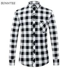 Рубашки мужские клетчатые с отложным воротником высокого качества удобные мужские s корейский стиль Универсальные Простые Модные Повседневные мужская одежда мода