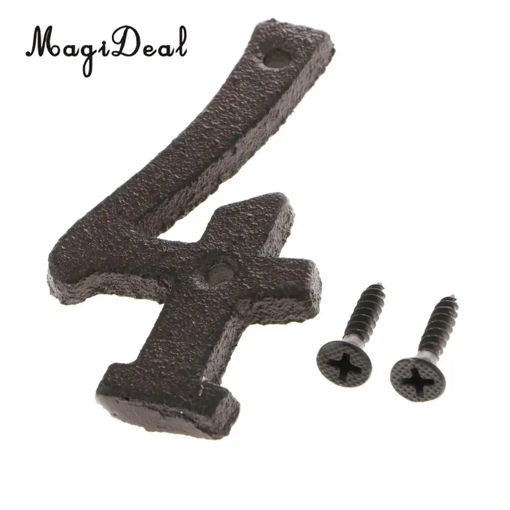 2pcs Cast Wrought Iron House Office Door Number Signs Plaque Country Style Digits Sticker Plaque with Screws 2 4