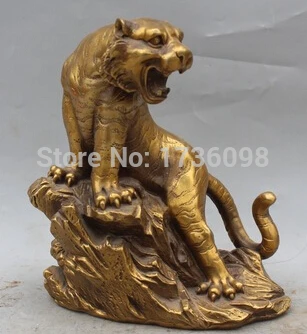 

B0601 free shipping 9" Chinese Bronze Brass Strong Ferocity Animal Tiger Up Hill Tiger Sculpture statue