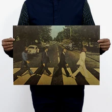 Cross the street Road/abbey road/музыкальная рок-группа/классический рок/крафт-бумага/ретро-плакат/декоративная живопись 51x35,5 см