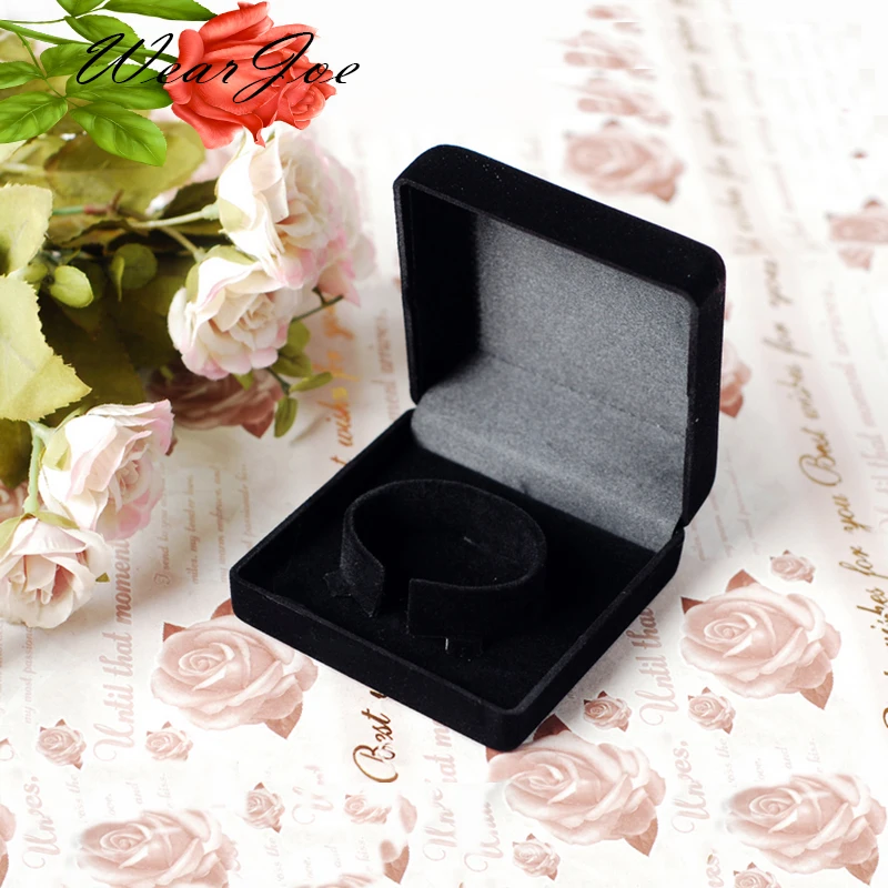 Черный бархат Jewelry Box браслет 9*9*4 см круг Застежка для переноски подставка держатель браслет Дисплей упаковки ящик для хранения