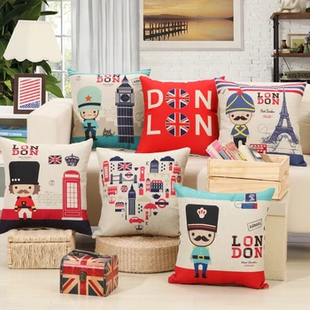 

Cartoon Series Cushion Cover Linen Cotton Soft England Style Home Decor Pillow Case 45x45cm Pillow Cover