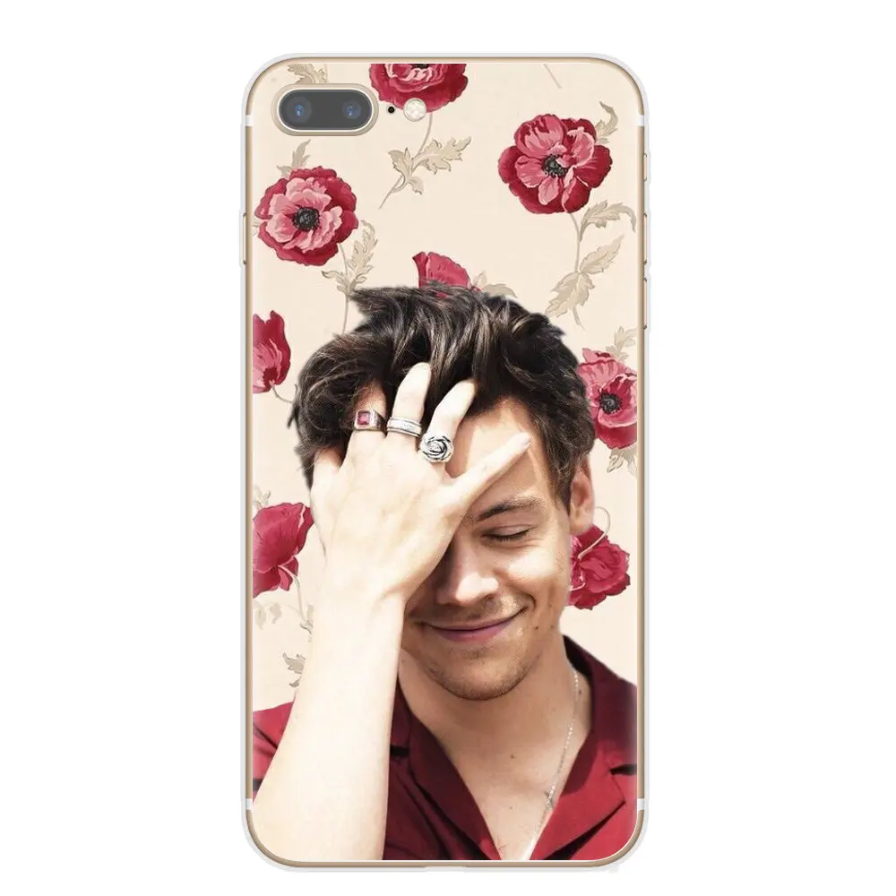 One Direction Harry Styles, розовые цветы, мягкие ТПУ чехлы для телефонов, чехол для iPhone 1 Pro X XR XS Max 8 7 6 6S Plus 5S SE, задняя крышка