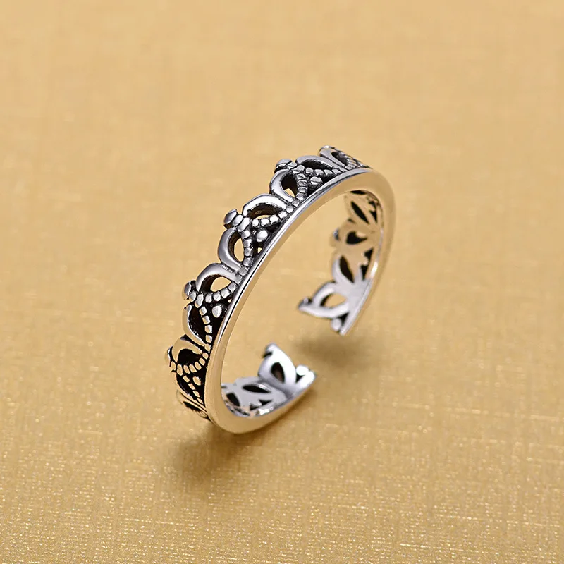 925 пробы серебряные Открытые Кольца для женщин, оригинальные ручные антиаллергенные серебряные кольца с короной, ювелирные изделия