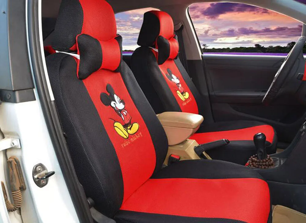 12pcs Mickey Mouse Cartoon red and black Sandwich Universal Car Seat