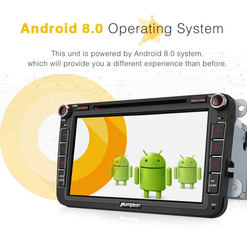 Pumpkin2 Din " Android 8,0 автомобильный dvd-плеер gps 4G ram автомобильный стерео аудио для Volkswagen/Skoda/Golf/Polo Wifi FM Rds радио головное устройство