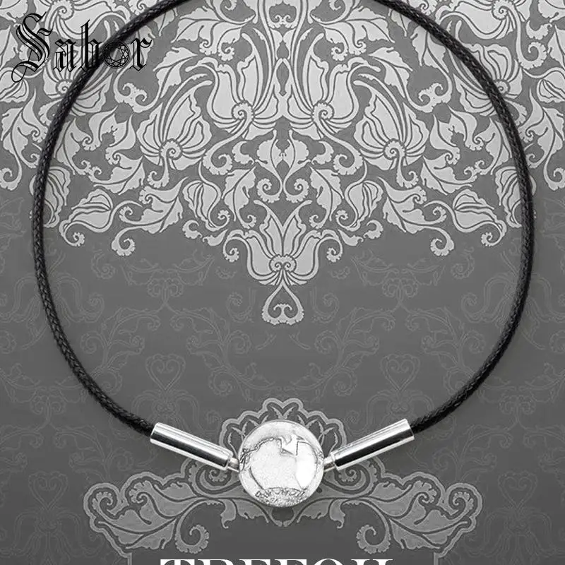 

mens Waxed Cotton Black Chain Bracelet 2019 New 925 Sterling Silver Karma Fashion Jewelry Gift Women Girls Men Boy jewellery