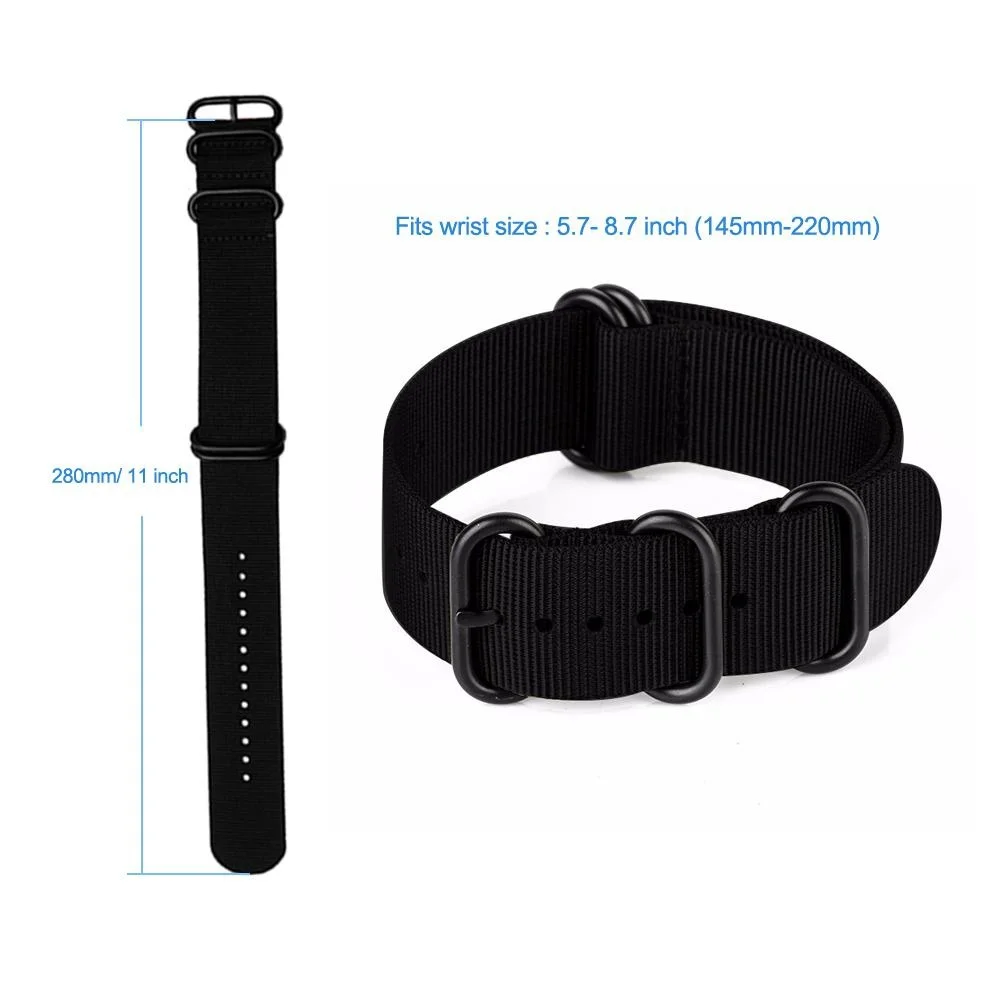 26mm Nylon Strap with 5 Ring Nato Long Watch Band Strap for Garmin Fenix 5X/ 3 / Fenix 3 HR Smart Watch Wristbands