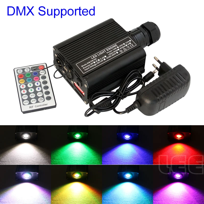 DMX 16 Вт RGBW светодиодный волоконно-оптический драйвер двигателя с 28key RF пульт дистанционного управления для всех видов волоконно-оптических s