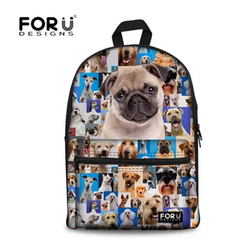 

FORUDESIGNS Trendy Teenager Boys Girls College Student School Backpacks 3D Cute Animal Dog Face Backpack Men's Travel Backpacks