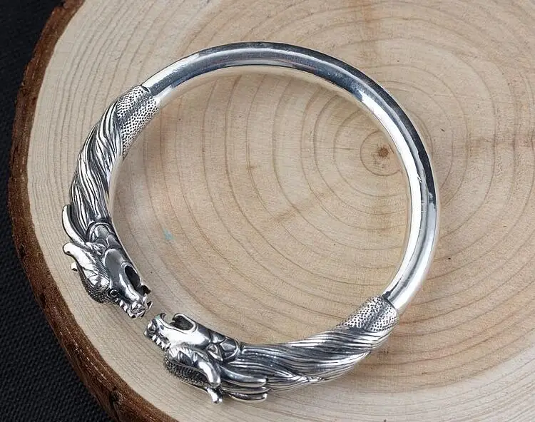 Ручной работы,, 990, серебряный браслет в виде дракона, настоящее чистое серебро, мощный браслет в виде дракона, винтажный браслет из стерлингового серебра, ювелирное изделие, подарок