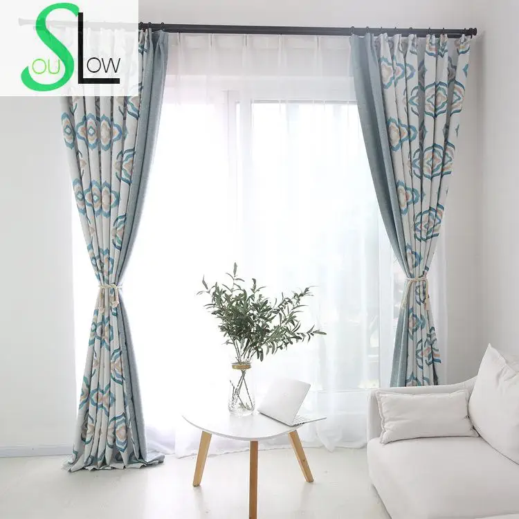 Занавески для спальни из тюля с принтом голубого и белого цветов|curtains for|curtains for