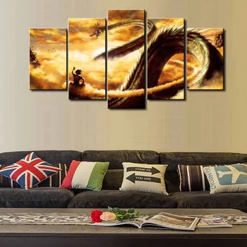 

Hot Sel 5 Piece Modular Home Decor Wall Art Dragon Ball Cuadros Landscape Canvas Wall Art Home Decor For Living Room