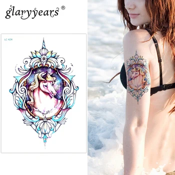 

Glaryyears A Little Big Arm Temporary Tattoo Sticker Horse Fake Tatoo Sleeve Flash Tatto Waterproof Body Art Men Women LC-424