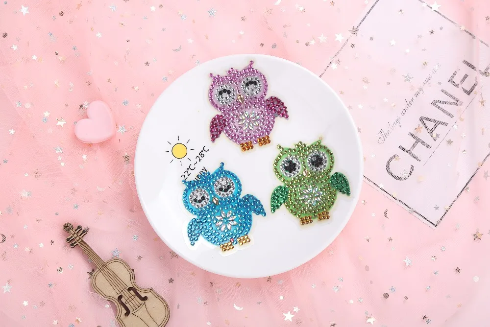 Special shaped Diamond Embroidery OWL butterfly bee Diamond Painting For kids Round Diamond Sticker For Cup Book Phone Decor DIY