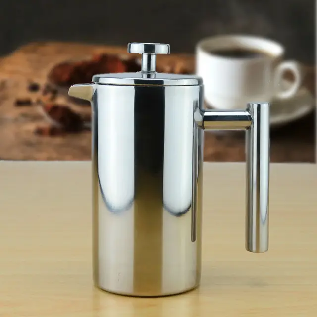 Special Offers Sanqia Double wall Stainless Steel Coffee Plunger French Presses Cafetiere Permanent Coffee Filter Espresso Maker coffee pot