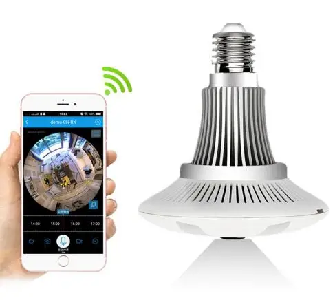 

Panoramic 360 Degree Bulb Light IP Camera Wireless Wifi FishEye Lens 1080P HD Lamp Camera Indoor Home Security