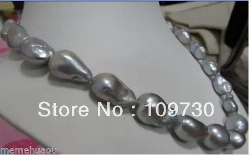 

Jewelry 00120930 HUGE 18 "14KGPGP GOLD 25MM SOUTH SEA Gray GRAY PEARL NECKLACE