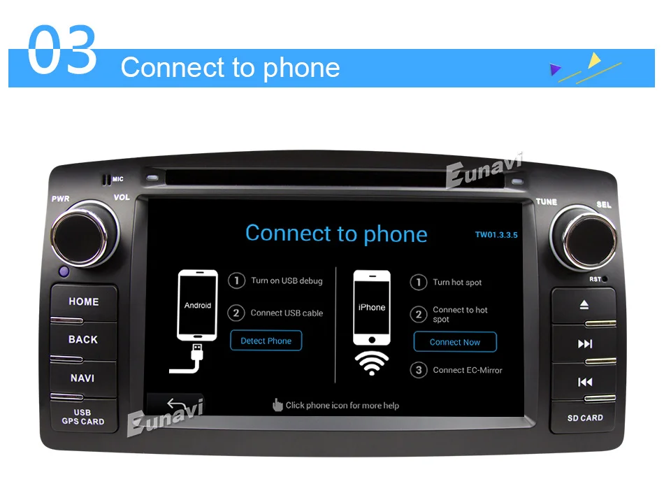 Top Eunavi 2 Din Car DVD For Toyota Corolla E120 BYD F3 Android 8.1 Quad core RAM 2G 2Din Car DVD stereo GPS with touch screen WIFI 23