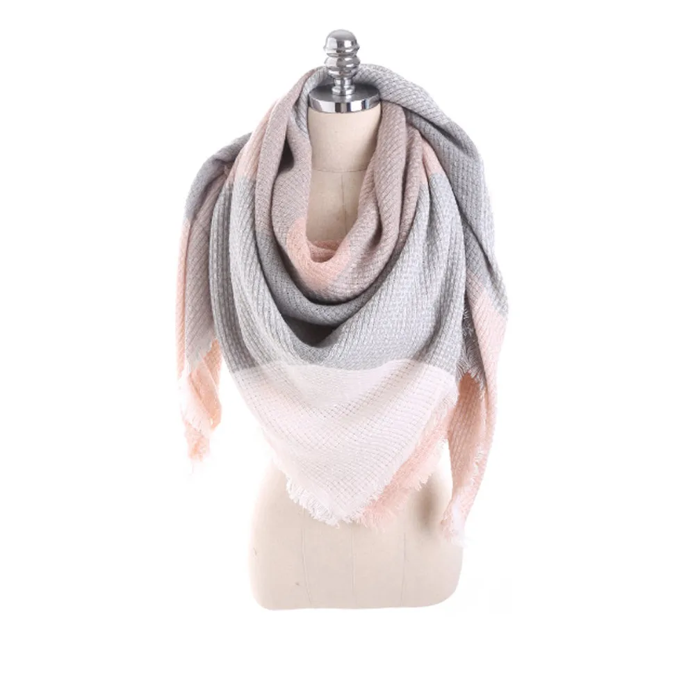 Зимний женский шарф люксовый бренд женский цветной стежок длинный шерстяной платок плед шейный шарф шаль Зимний кашемировый шарф