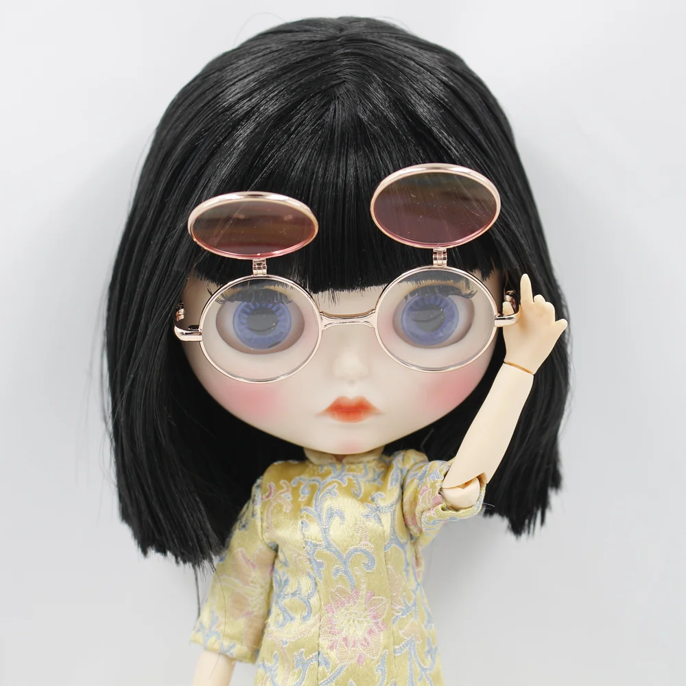 Очки для куклы Blyth винтажные круглые флип очки костюм 1/6 bjd, ледяной