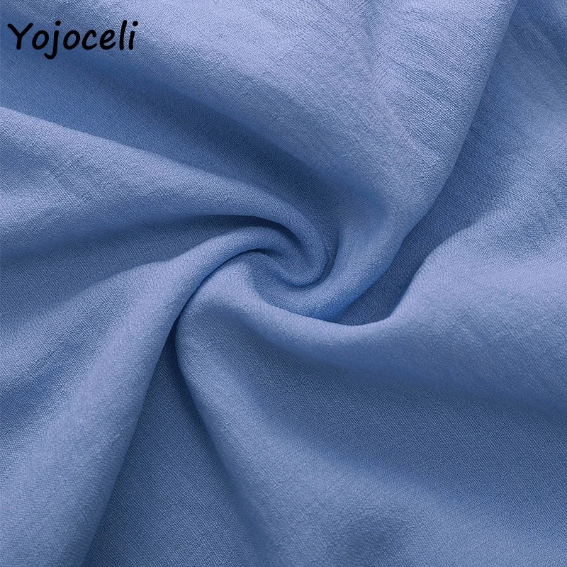 Yojoceli 2019 летнее пляжное платье в стиле бохо с рюшами синий Повседневный Сарафан