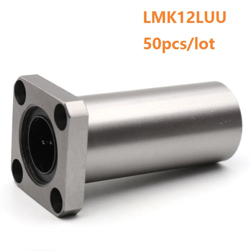 50pcs/lot LMK12LUU Long Type Rectangular Flange Linear Bearing CNC Bush for 3D printer parts | Обустройство дома