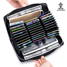 Пояса из натуральной кожи для женщин женские кошельки RFID Блокировка дамы кошелек большой ёмкость кредитной карты и ID держателей ж