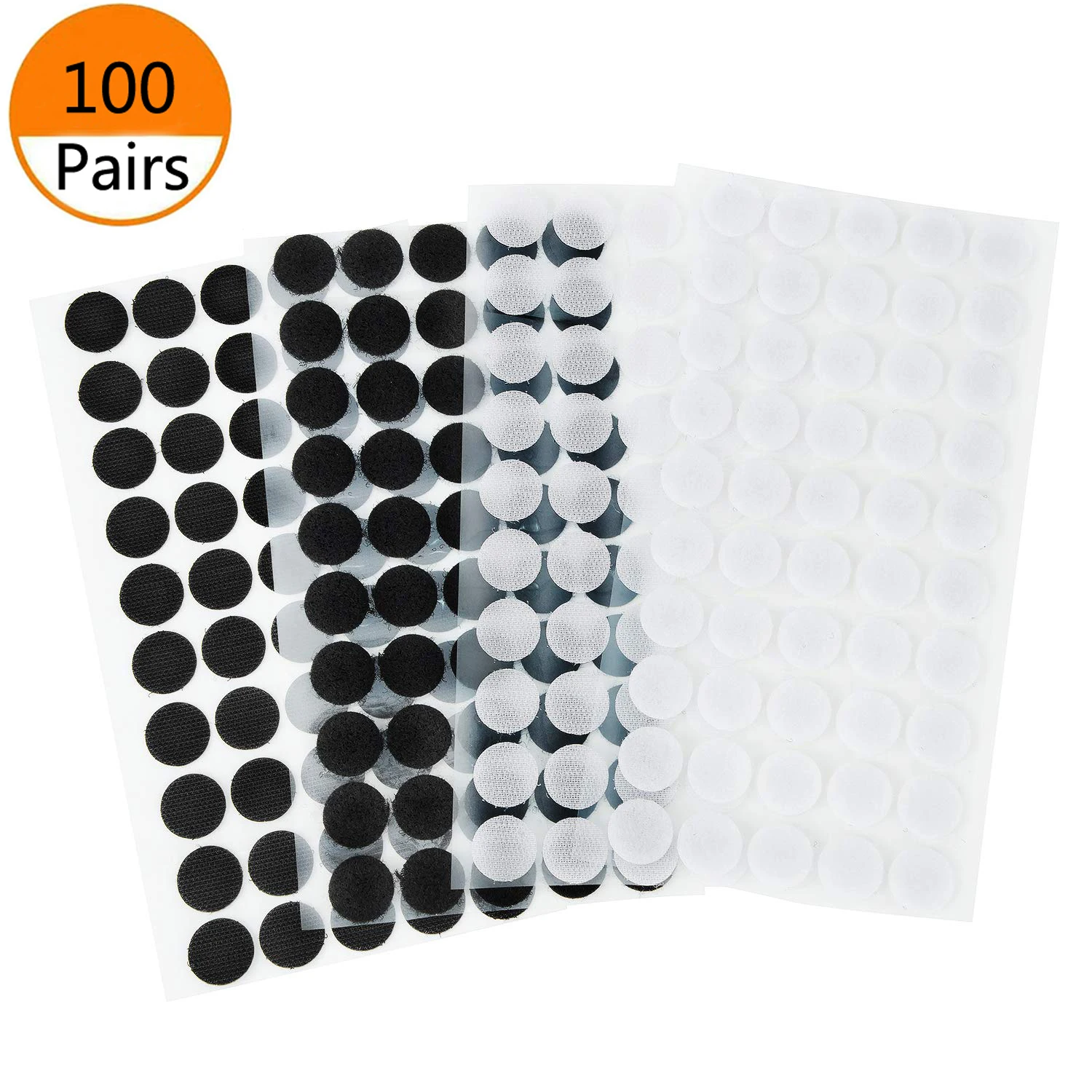 

100 Pairs Nylon Sticky Back Coins Hook & Loop Self Adhesive Fastener Velcros Dots Tape for DIY Craft Sticks Project White/Black
