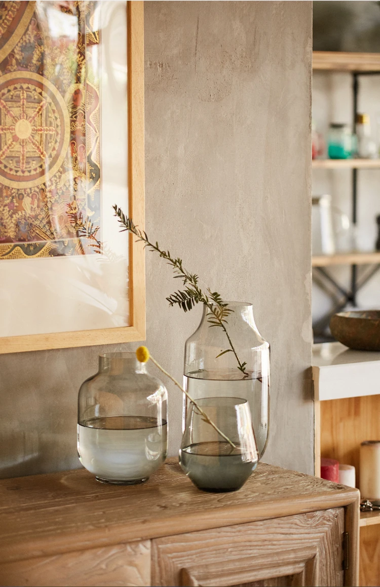 Скандинавский стиль холодная серая стеклянная ваза прозрачная простая креативная гидропонная ваза украшение Гостиная Настольная Ваза