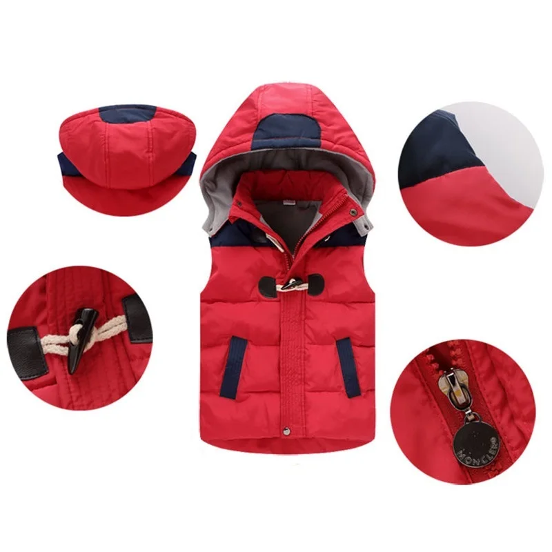 Зимняя Детская жилетка для девочек, утепленное пальто с капюшоном, детская хлопковая куртка без рукавов, детская одежда для мальчиков, верхняя одежда
