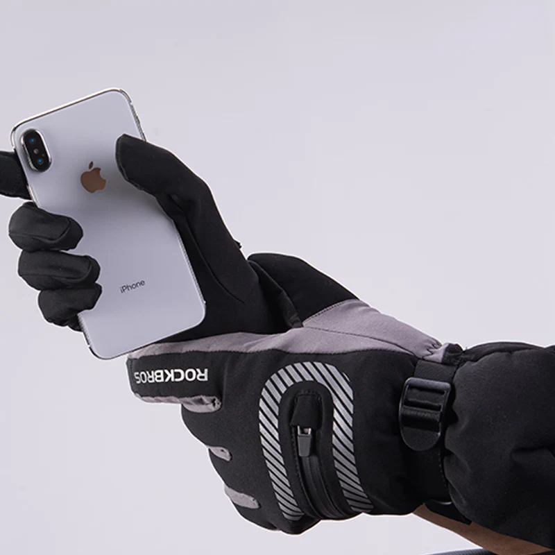 ROCKBROS двухслойные лыжные перчатки, ветрозащитные снегоходные сноубордические перчатки, теплые лыжные перчатки с сенсорным экраном для мужчин и женщин