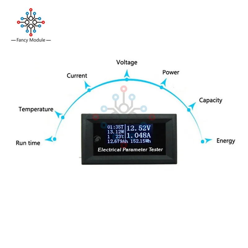 7 в 1 Многофункциональный измеритель мощности Электрический измеритель параметров OLED Напряжение Ток время мощность энергии емкость температура тестер