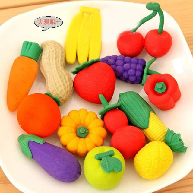 20pcs/lot Fruits and Vegetables Eraser Valentine's Day Gifts Cute