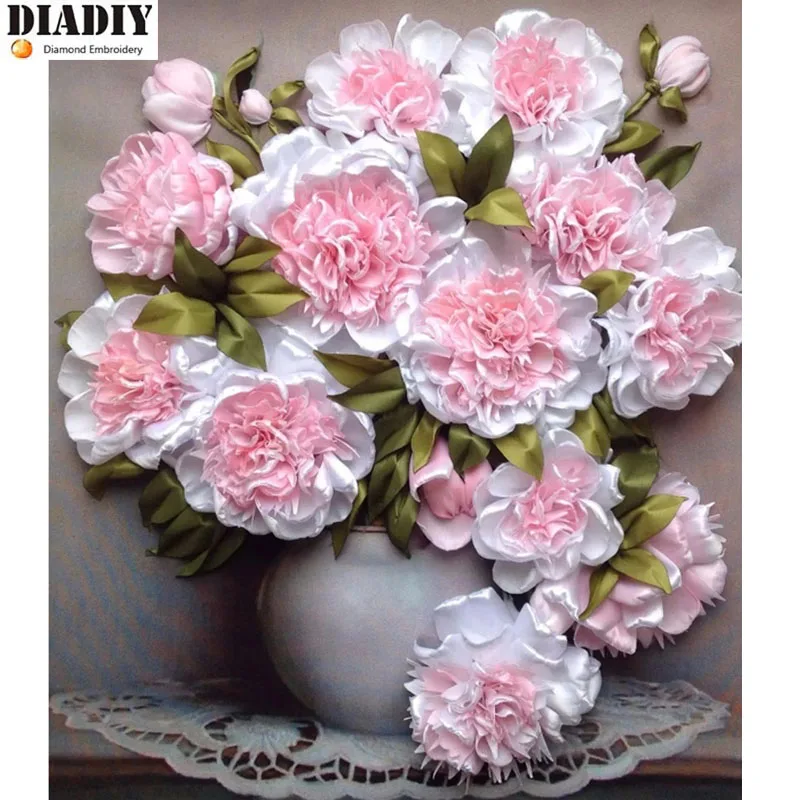 

5D Diy diamond painting cross stitch "Pink Peony Decor" Full Square Diamond embroidery Needlework Rhinestone Mosaic Crafts