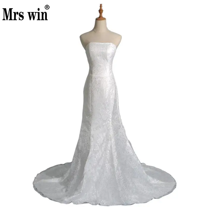 

2018 New Spring and Summer Style Mermaid Wedding Dresses Lace Satin Wedding Gowns Princess Wedding Free Shipping