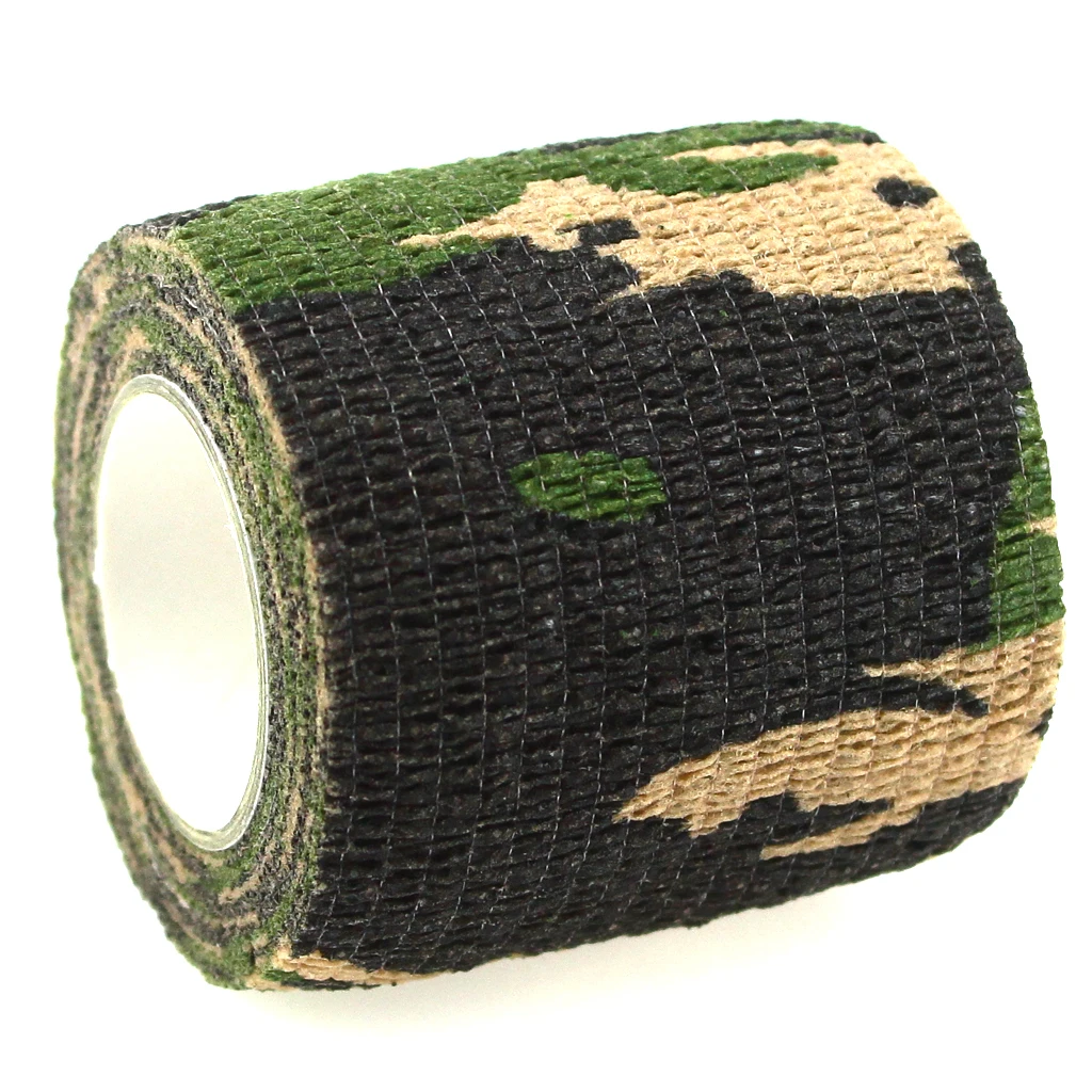 5 Pcs/lot Camping Hiking Self Adhesive Camo Elastic Tape Camo Wrap Outdoor Tools EDC Military Tactical Survival Bandage 5*450cm