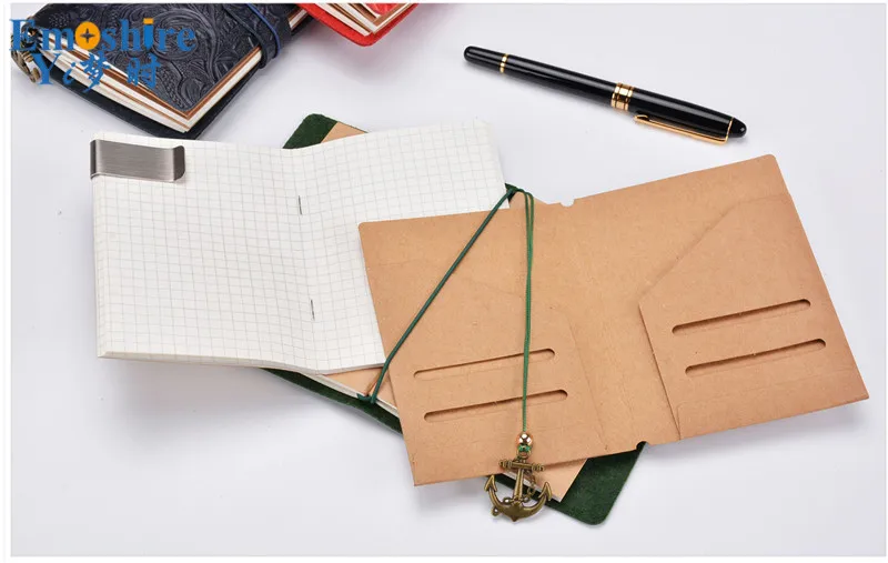 Emoshire Leather notebook retro carved suede leather notebook creative hand book manual loose-leaf journal (8)