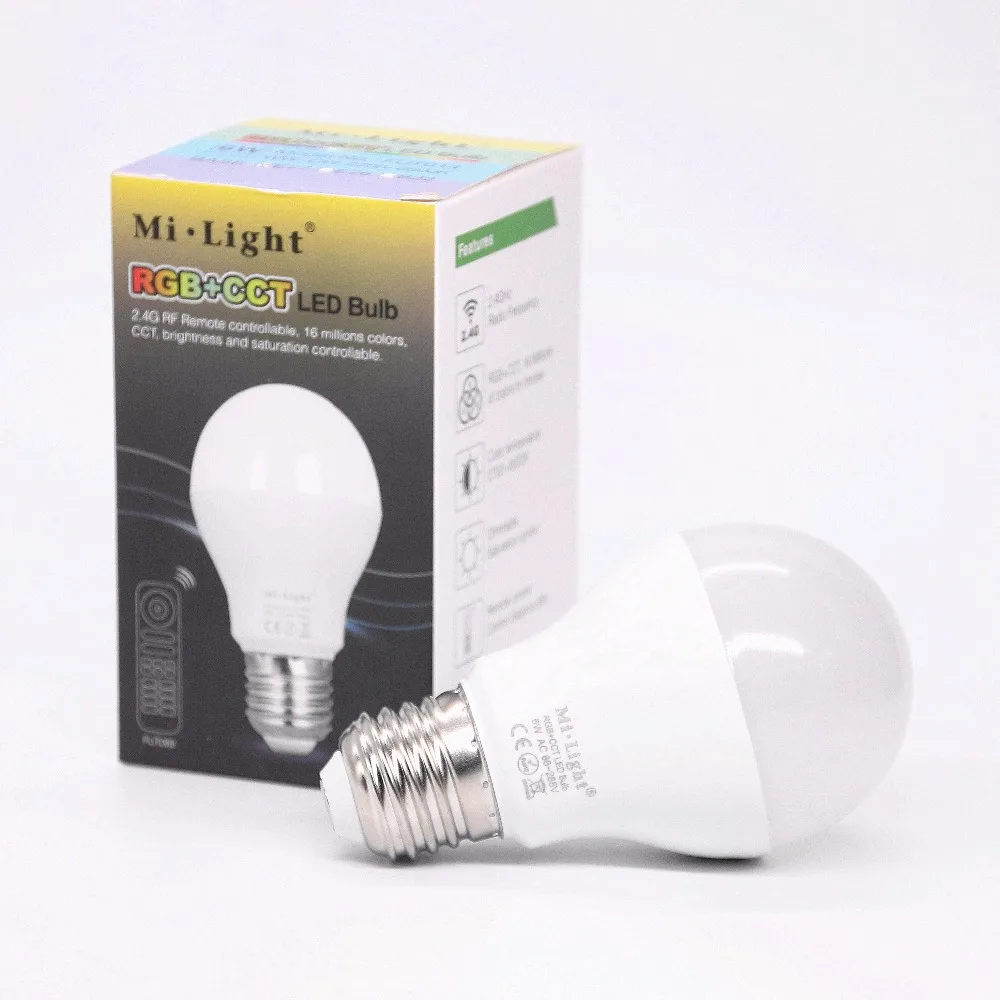 Светодиодная лампа E27 6W RGB + CCT Mi AC 85 V 265 2 4G RF дистанционное управление умная ночное