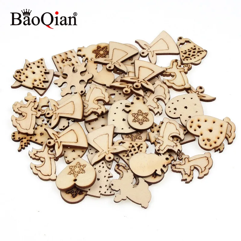 

50Pcs Wooden Decoration Hollow DIY Wood Crafts For Home Decoration Scrapbookings Fit Wedding Festival Party Handmade Sewing