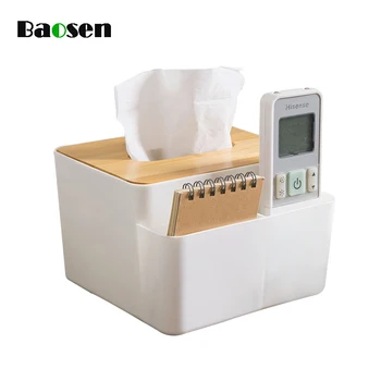 

Baosen Desktop Storage Tissue Box Kitchen Table Bamboo Plastic Tissue Boxes Car Tissue Tray Solid Wood Napkin Holder Case