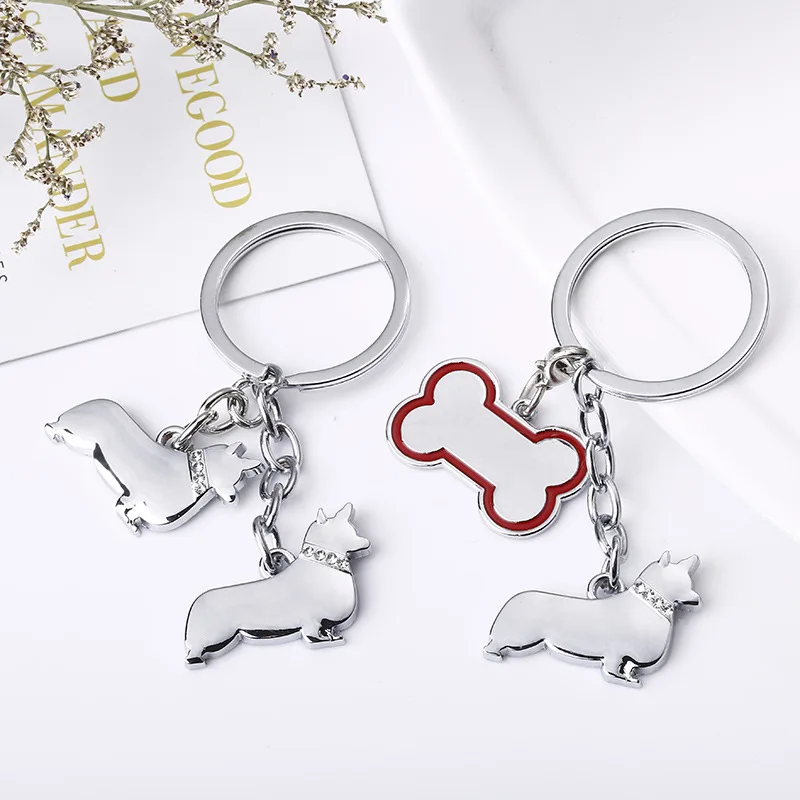 

Corgi keychain cute key ring for women dog bone dog key chain key holder creative portachiavi chaveiro llaveros bag charm