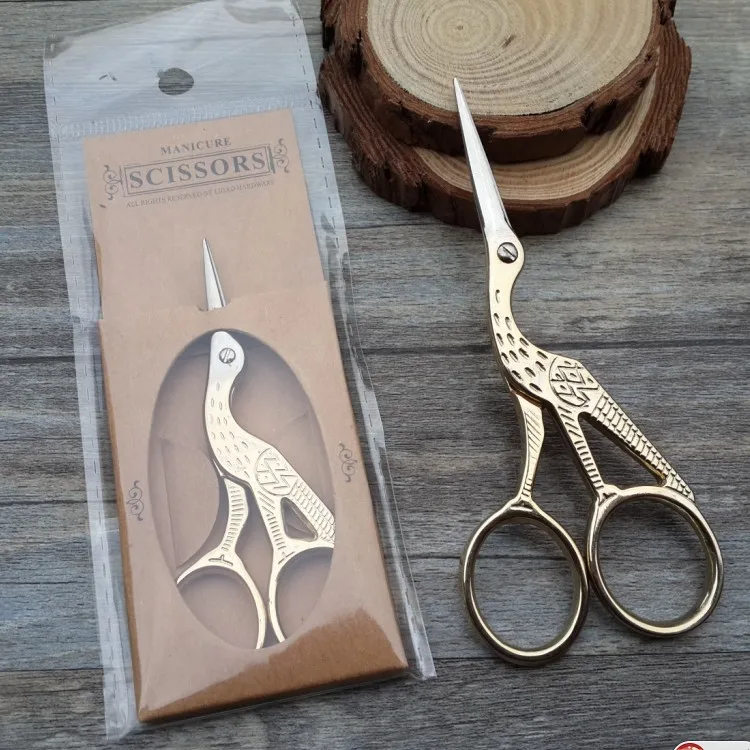 

1 X Gold/Bronze/Silver Zakka Tailor's Scissors 50mmx115mm The Crane Sewing Embroidery Scissors