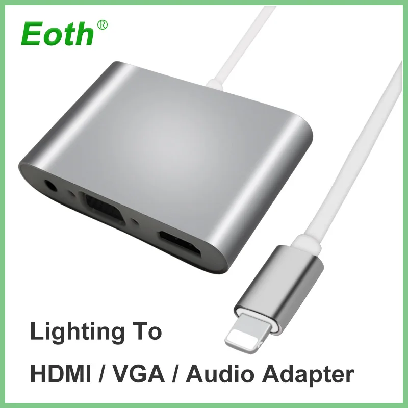 Для освещения к HDMI VGA Jack аудио ТВ адаптер кабель конвертер для iPhone X 8 7 Plus 6 6S iPad