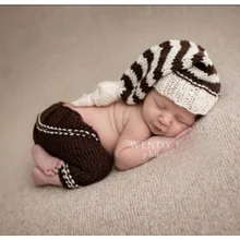 Новорожденный ребенок Синий Эльф Пикси шляпа/бини и брюки вязание крючком 2 шт набор реквизит для фотографий Размер: 0-1 м, 3-4 м, ребенок с длиным хвостом