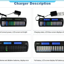 RYDBATT ЖК-экран inteligente 16 Отсек/слот смарт-зарядное устройство для AA AAA NiCd NiHM аккумуляторные батареи OEM завод