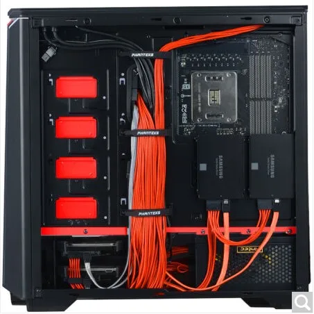 PHANTEKS 416PSTG Черное и красное закаленное стекло немой ATX в корпусе башни