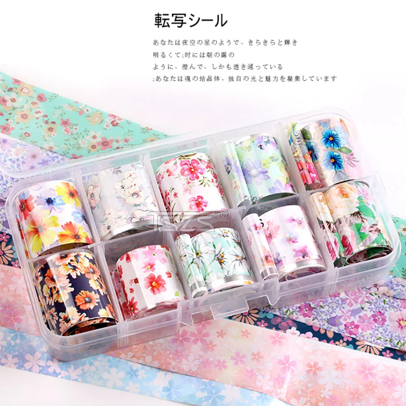1set/lot 2.5*100cm Butterfly Spring Mix Flower Starry Sky Nail Foils set Transfer Sticker DIY Manicure Decoration Decals